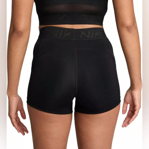 NIKE MID-RISE MESH-PANELED SHORTS black fn3336-010 L - Picture 4 of 10